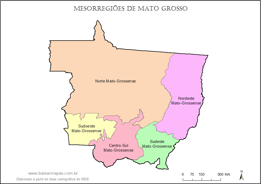 Mapa das Mesorregiões de Mato Grosso